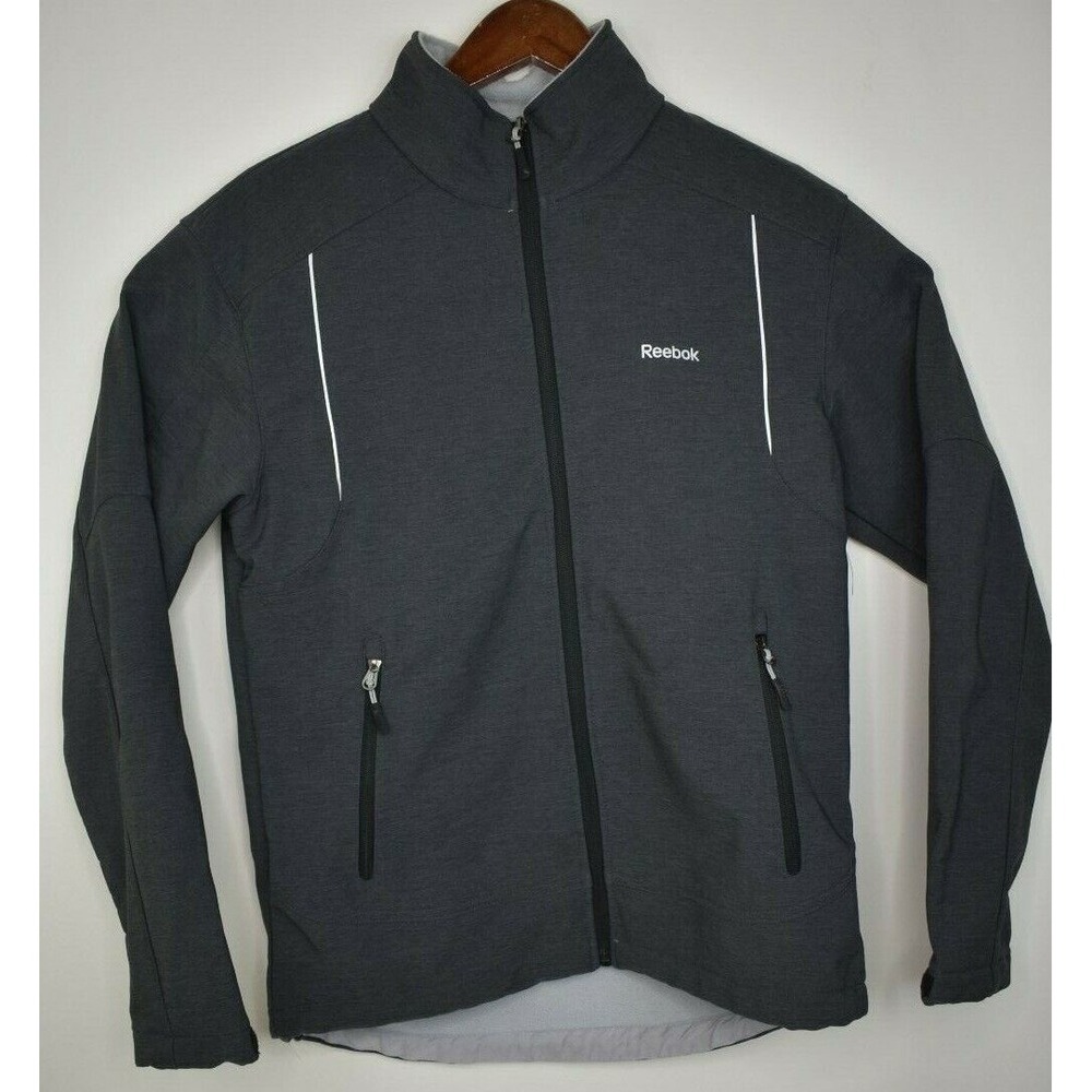 Reebok Mens Gray Jacket Gray Full‎ Zip Coat Front Chest Side Pockets Size Small